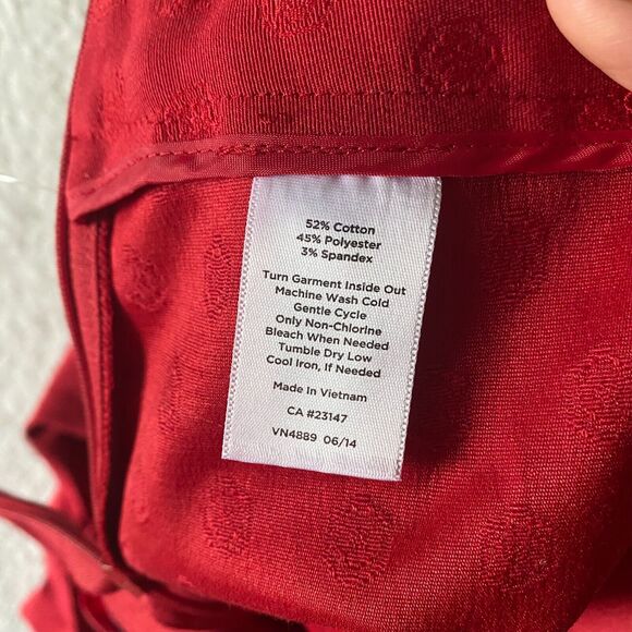 Talbots Women's Pants Heritage Size 14 Tapered Leg Red On Red Design Retail $109 - Picture 5 of 10